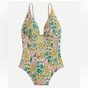 NWT JCREW Plunge V-neck one-piece in Liberty Mini Floral Walk